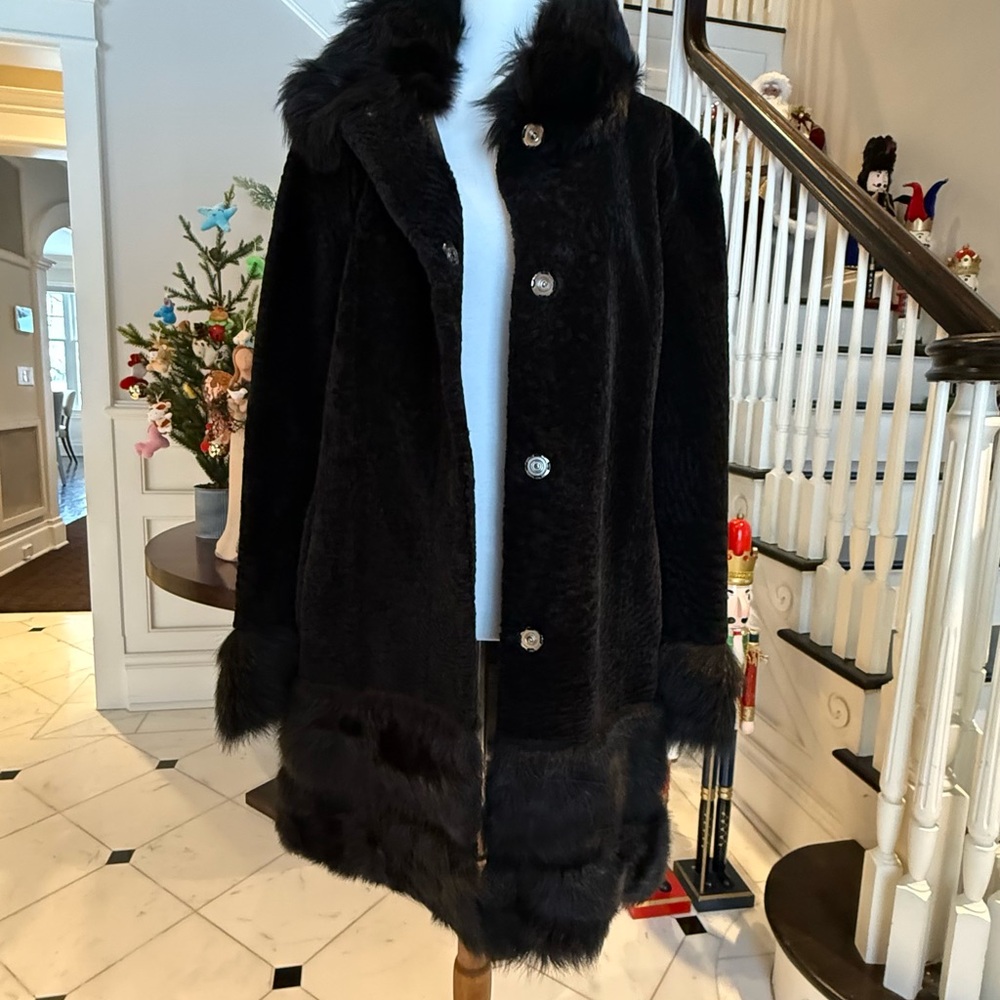 Elegant Black Faux Fur Coat